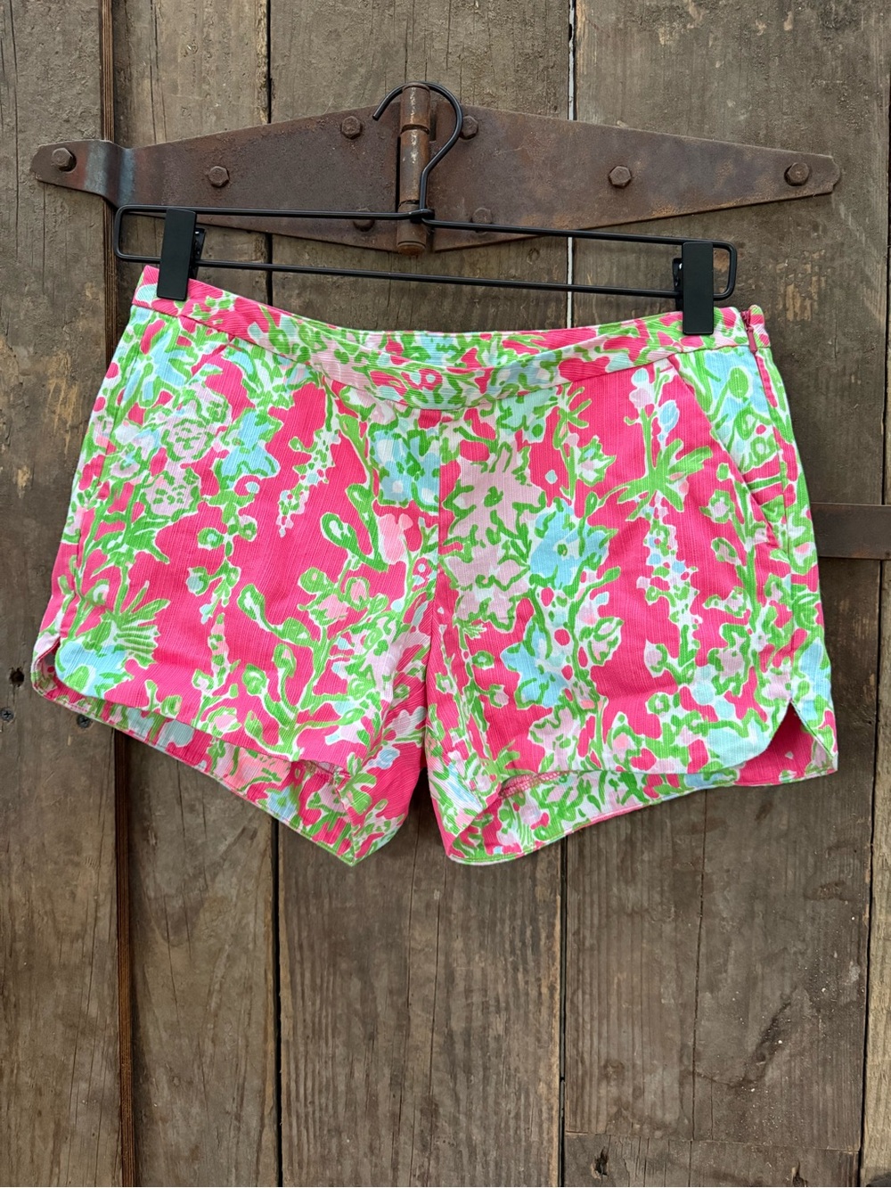 Lilly Pulitzer Adie Shorts Southern Charm Pattern Flamingo Pink Sz 0 EUC